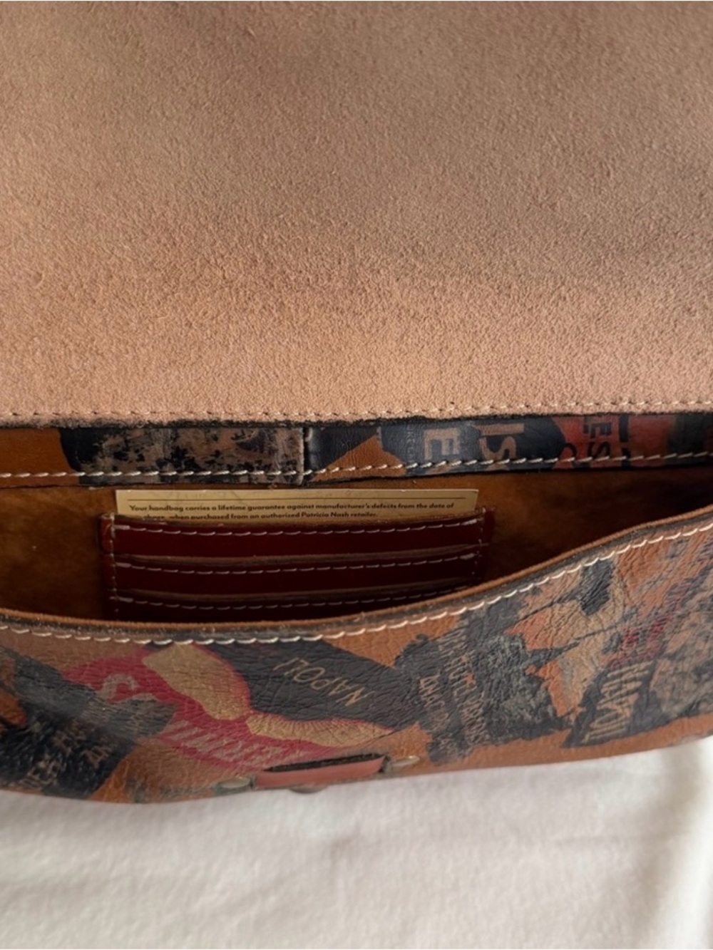 Patricia Nash Vintage Travel Stamp Saddle Bag - Picture 7 of 9